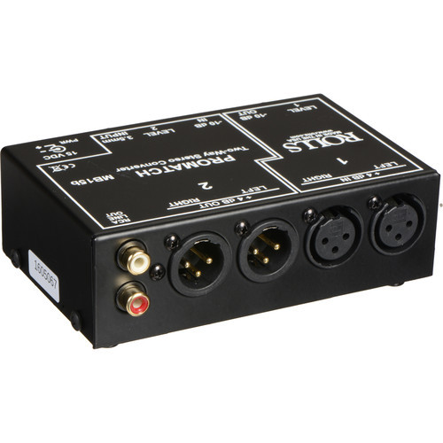PROMATCH CONVERTS CONSUMER LEVEL STEREO RCA SIGNALS TO BALANCED XLR PROFESSIONAL LINE LEVEL & BACK